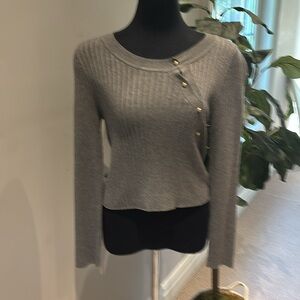 PIOCCHING GREY RIBBED LONG SLEEVE SWEATER